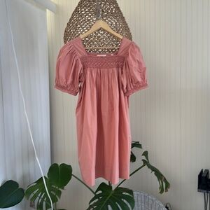 Doen Earhart Smocked dress M petal pink organic cotton